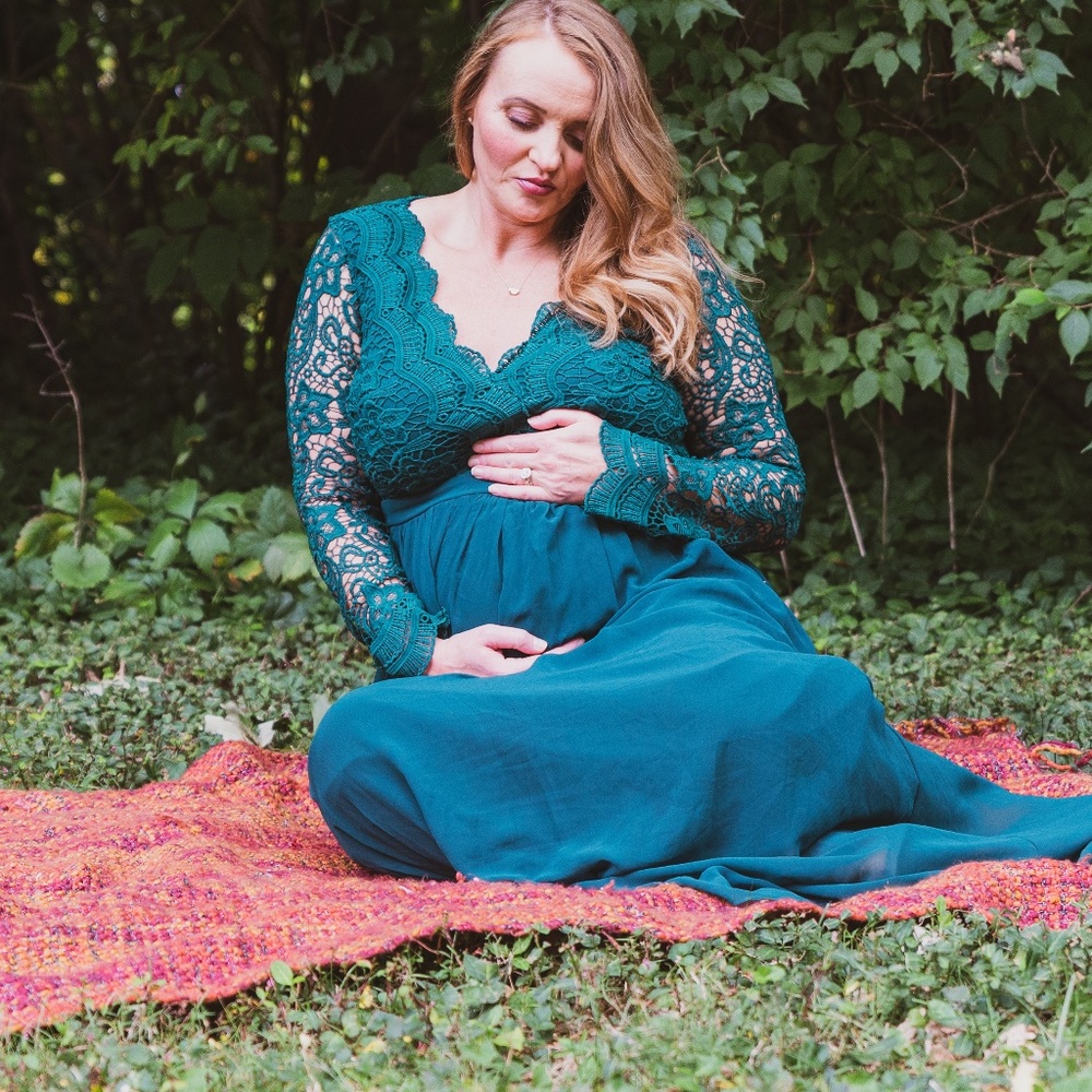 Pinkblush crochet lace, long sleeve, maxi dress